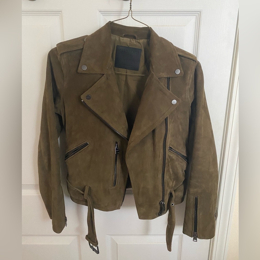 All Saints Green Suede Jacket